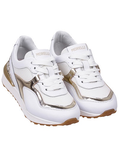 Белые кроссовки с золотистыми вставками Morelli - 2104509171433 - Фото 1