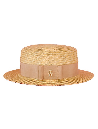 Соломенная шляпа-канотье с бежевой лентой SKAZKA LOVERS - 1174508270056 - Фото 1