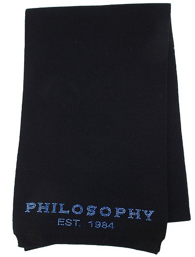 Черный шарф с логотипом из страз Philosophy - 1224508280088 - Фото 1