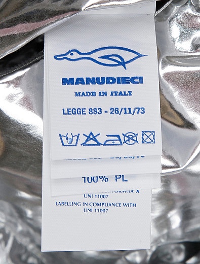 Пуховик цвета металлик с меховой отделкой Manudieci - 1124209980358 - Фото 3