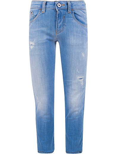 Голубые джинсы с потертостями EMPORIO ARMANI - 1161519770033 - Фото 1