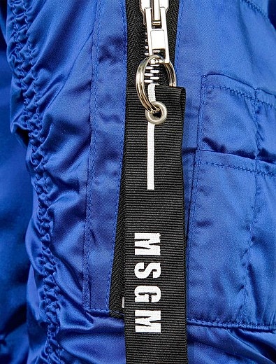 Синяя атласная куртка MSGM - 1071409880127 - Фото 3