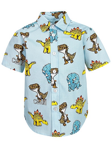 Рубашка с принтом динозаврики Roberto Cavalli - 1014519376180 - Фото 1
