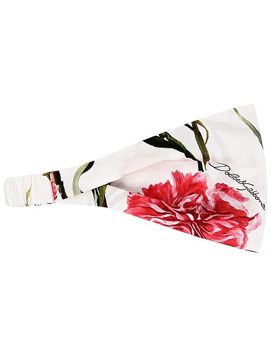 Повязка белая с цветочным принтом Dolce & Gabbana - 1424508370059 - Фото 1