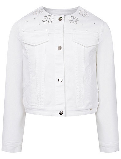 Куртка джинсовая белого цвета со стразами Mayoral - 1074509073239 - Фото 1