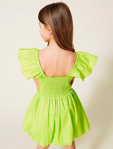 Зелёное платье с оборками TWINSET - 1054609276914 - Фото 3