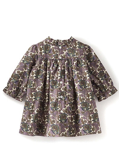 Фиолетовое хлопковое платье с цветочным принтом Bonpoint - 1054709180593 - Фото 2