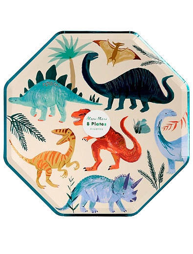 Набор одноразовых тарелок с динозаврами 8 шт. Meri Meri - 2294520170116 - Фото 2