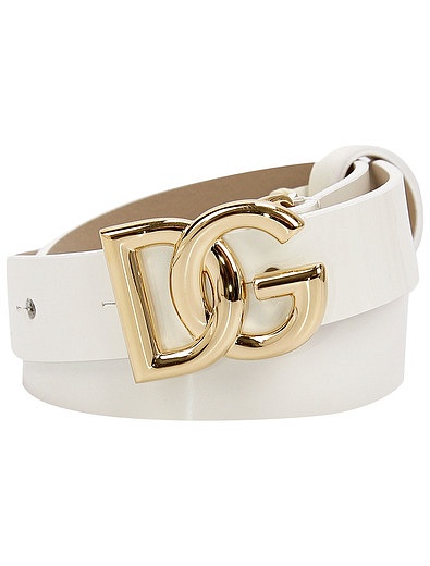 Белый ремень с золотым логотипом Dolce & Gabbana - 1304508370160 - Фото 1