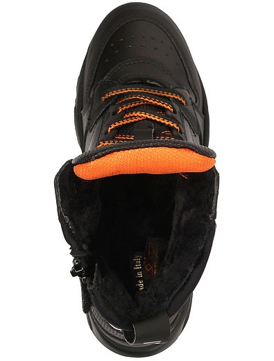 Черные высокие кроссовки с оранжевыми шнурками Morelli - 2104519180975 - Фото 4