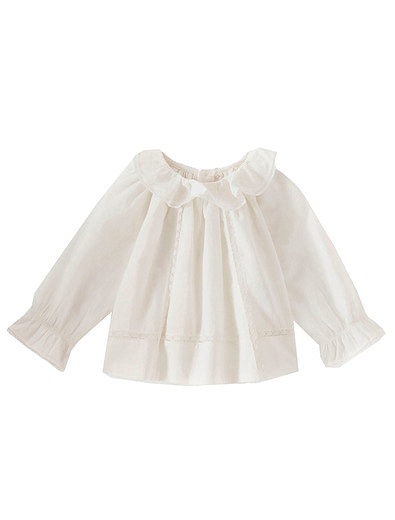 Хлопковая белая блуза Bonpoint - 1034509184229 - Фото 1