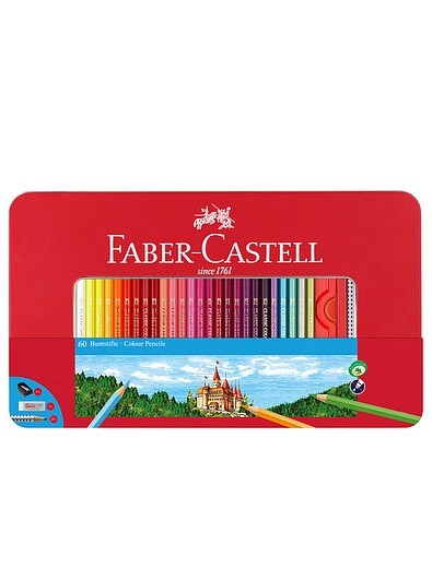 Карандаши цветные 60 цветов (ластик + точилка  + 2 ч/г карандаша) Faber-Castell - 6884528280083 - Фото 1
