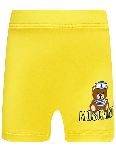 Жёлтые плавки боксеры с мишкой Moschino - 0874519370974 - Фото 1
