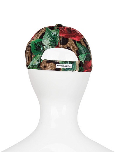 Леопардовая кепка с розами Dolce & Gabbana - 1187709970045 - Фото 3