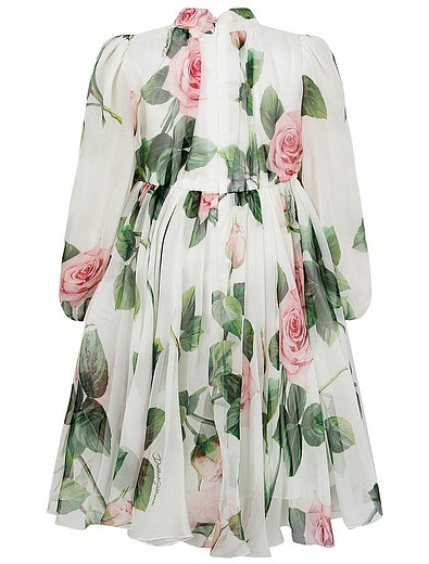 Платье из шёлка с принтом тропические розы Dolce & Gabbana - 1054509075785 - Фото 2