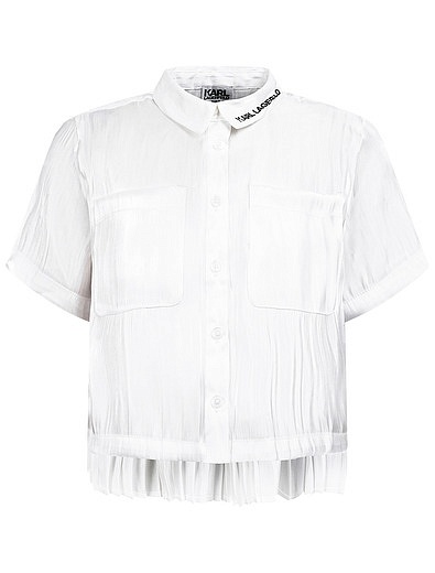 Белая блуза с логотипом на воротнике KARL LAGERFELD - 1034509171601 - Фото 1