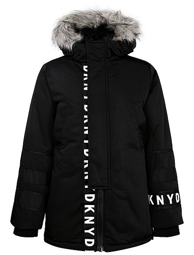 Куртка с принтом логотипа и меховой отделкой DKNY - 1074519082849 - Фото 1