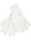 Шерстяные белые перчатки со стразами - 1194509180109
