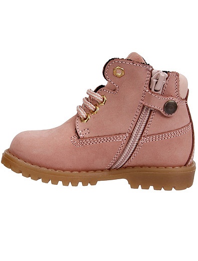 Розовые ботинки из кожи с верхом из нубука Walkey - 2034509282832 - Фото 3