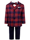Костюм из красного пиджака в клетку, брюк, жилета и рубашки - 6063019980019