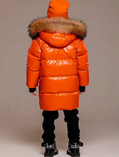 Оранжевая куртка с отделкой из натурального меха G'N'K - 1074519282652 - Фото 4