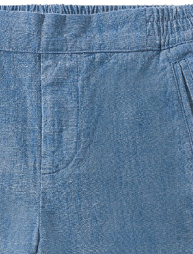 Синие хлопковые брюки прямого кроя Bonpoint - 1084519173171 - Фото 3