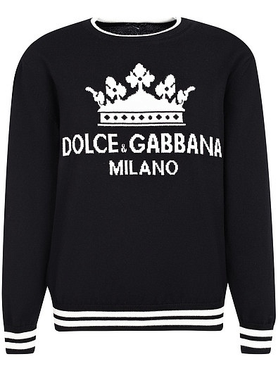 хлопковый Джемпер с вышивкой корона Dolce & Gabbana - 1261119970038 - Фото 1
