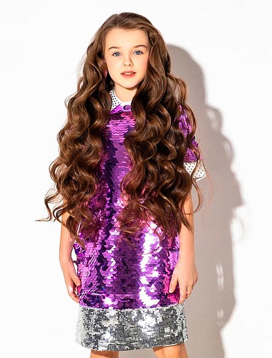 Фиолетовое платье с пайетками №21 kids - 1054609282564 - Фото 3