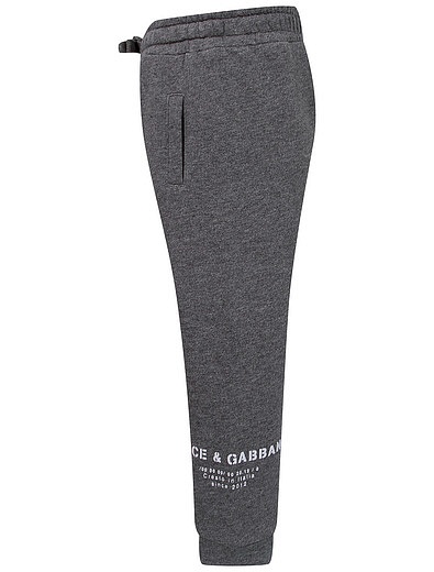 Брюки спортивные серого цвета из хлопка Dolce & Gabbana - 4244529181369 - Фото 2