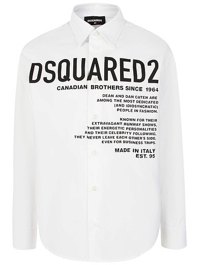 Белая рубашка из хлопка с текстовым принтом Dsquared2 - 1014519284102 - Фото 1