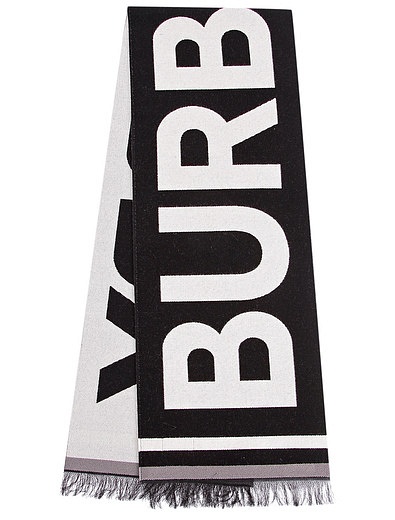 Черно-белый шарф с крупным логотипом Burberry - 1224528270014 - Фото 1
