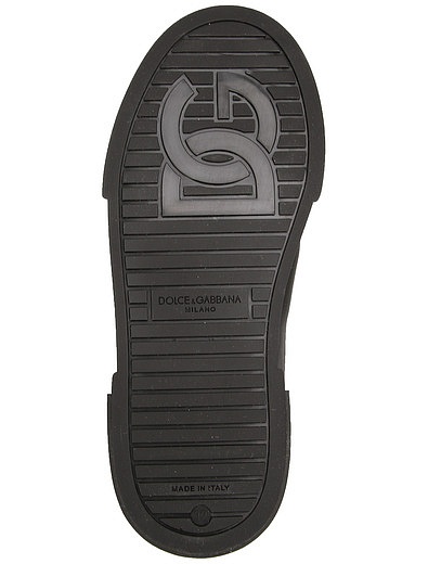 Чёрные кожаные кеды с логотипом Dolce & Gabbana - 2094519280143 - Фото 5