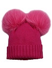 Розовая шапка с двумя помпонами - 1354509380057