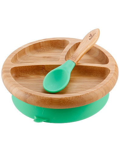 Бамбуковая тарелка Baby+ложка (Green) AVANCHY - 2294520080866 - Фото 1