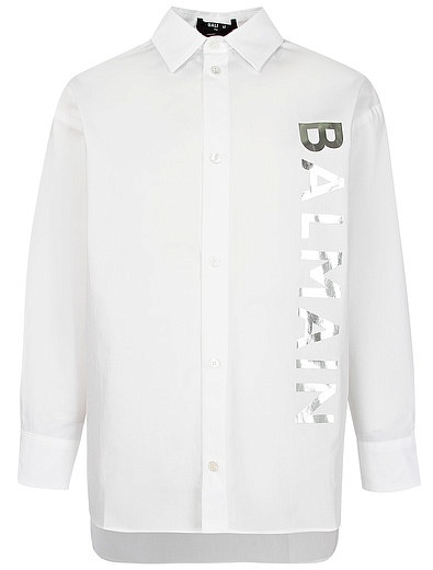 Хлопковая рубашка с логотипом Balmain - 1014519370065 - Фото 1