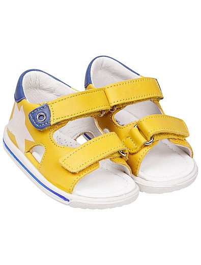 Желтые сандалии на липучках Falcotto - 2072819970025 - Фото 1