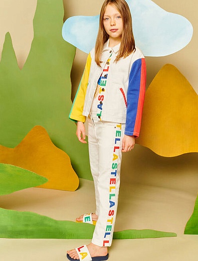 Белые брюки с разноцветным логотипом сбоку Stella McCartney - 1084509272778 - Фото 2