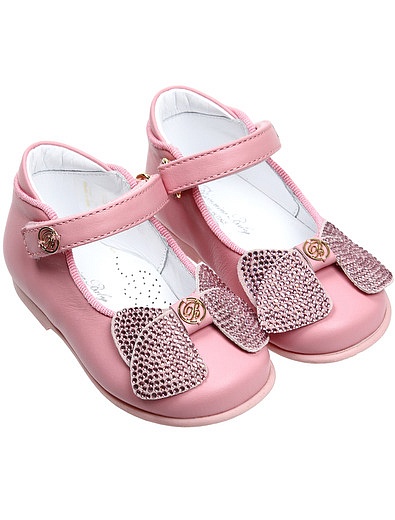 Розовые туфли с бантиками из страз Miss Blumarine - 2012609870043 - Фото 1