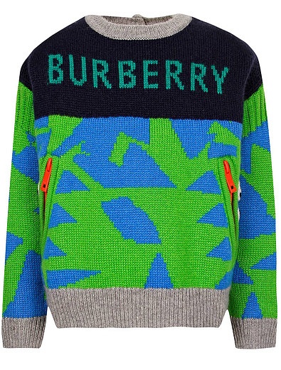 Джемпер с разноцветным принтом и логотипом Burberry - 1262519880521 - Фото 1