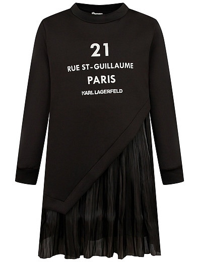 чёрное Платье из комбинированных материалов KARL LAGERFELD - 1054709184218 - Фото 1