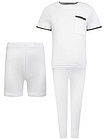 Белый домашний комплект из футболки, шорт и брюк - 0214510180095