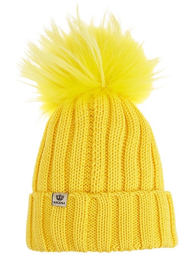 Желтая шапка из шерсти Regina - 1354509280920 - Фото 3