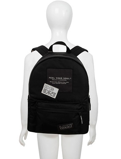 Черный рюкзак с нашивками Dolce & Gabbana - 1504528170089 - Фото 2
