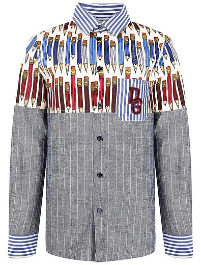 Рубашка из поплина с принтом карандаши Dolce & Gabbana - 1012519980024 - Фото 1