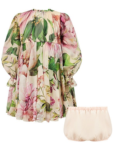 Платье из шёлка с принтом цветы Dolce & Gabbana - 1054509077888 - Фото 1