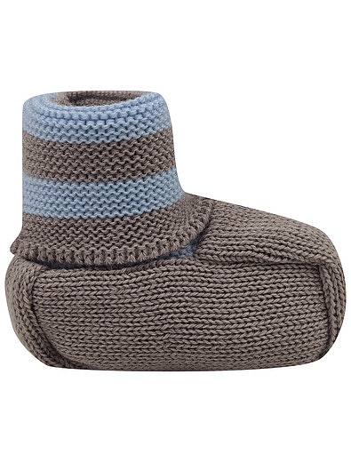 Серые носки-пинетки из шерсти в голубую полоску Marlu - 1534519080042 - Фото 2
