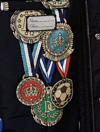 Синее пальто с капюшоном и нашивками медали Dolce & Gabbana - 1124519080519 - Фото 7