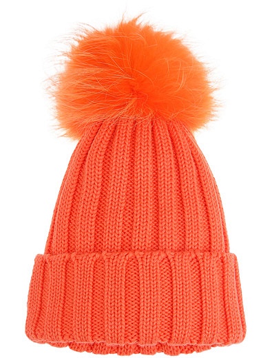 Оранжевая шапка из шерсти с помпоном Regina - 1354509280289 - Фото 1