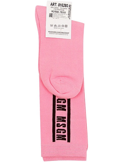 Розовые Гольфы с контрастным логотипом бренда MSGM - 1482609880051 - Фото 2