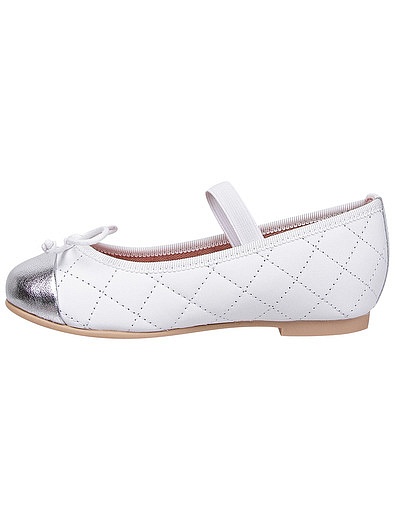 Белые стеганые туфли с серебряными мысами PRETTY BALLERINAS - 2014509172005 - Фото 3